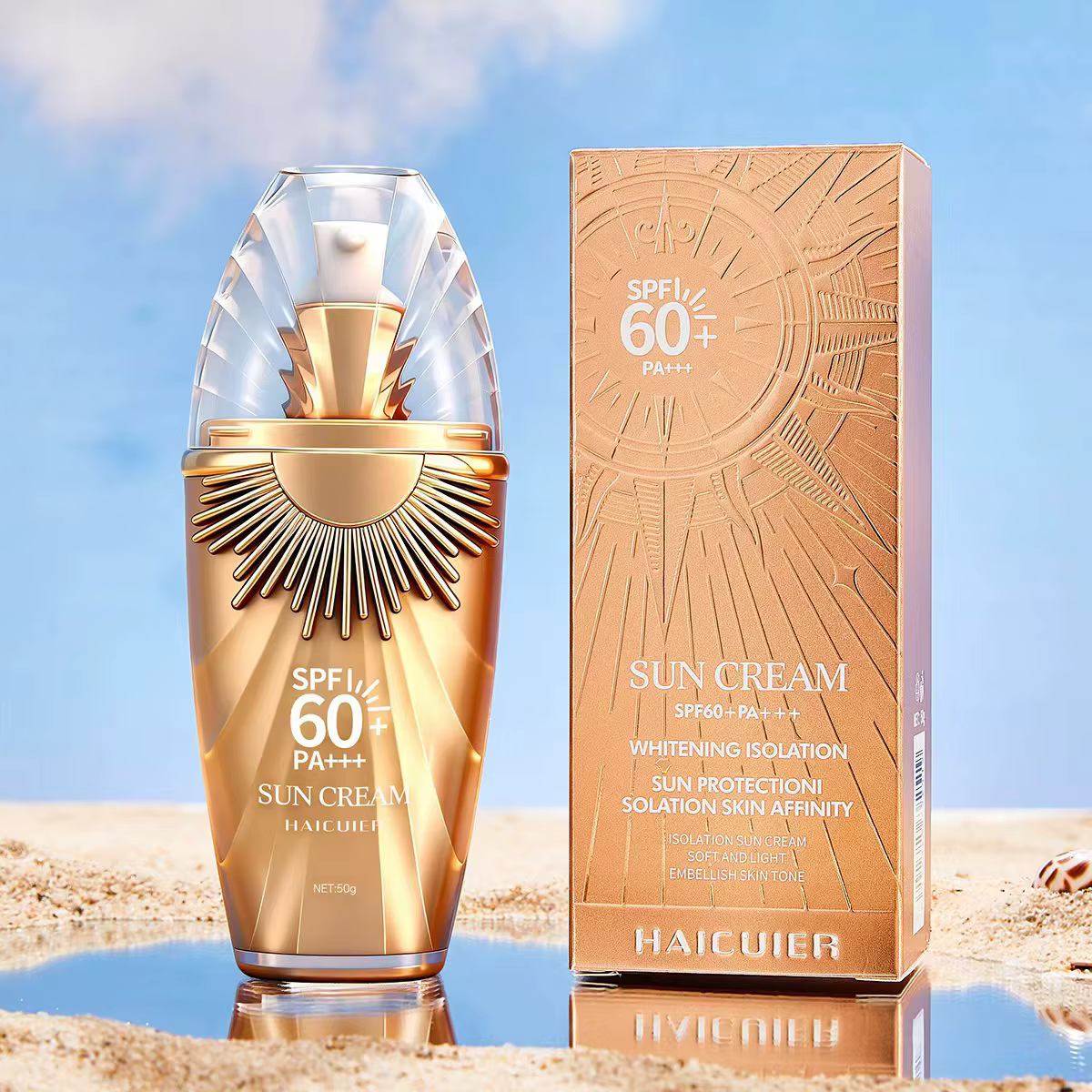 Lotion solaire SPF 60, protection UV élevée, écran solaire rafraîchissant, non gras, léger, crème so
