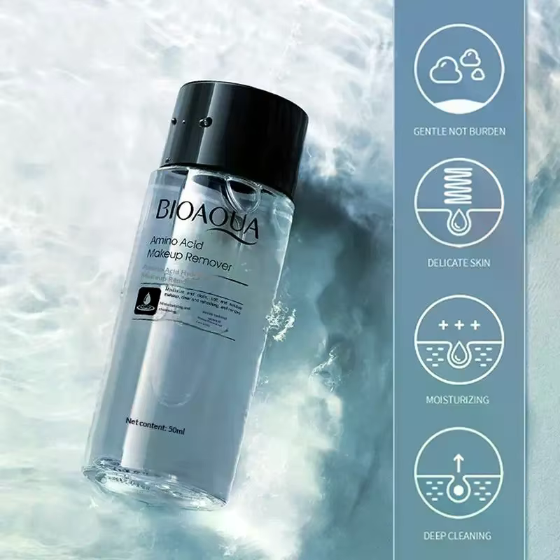 Démaquillant Bioaqua 50ML – Liquide Nettoyant Visage Facile à Utiliser, Doux pour les Lèvres et les 
