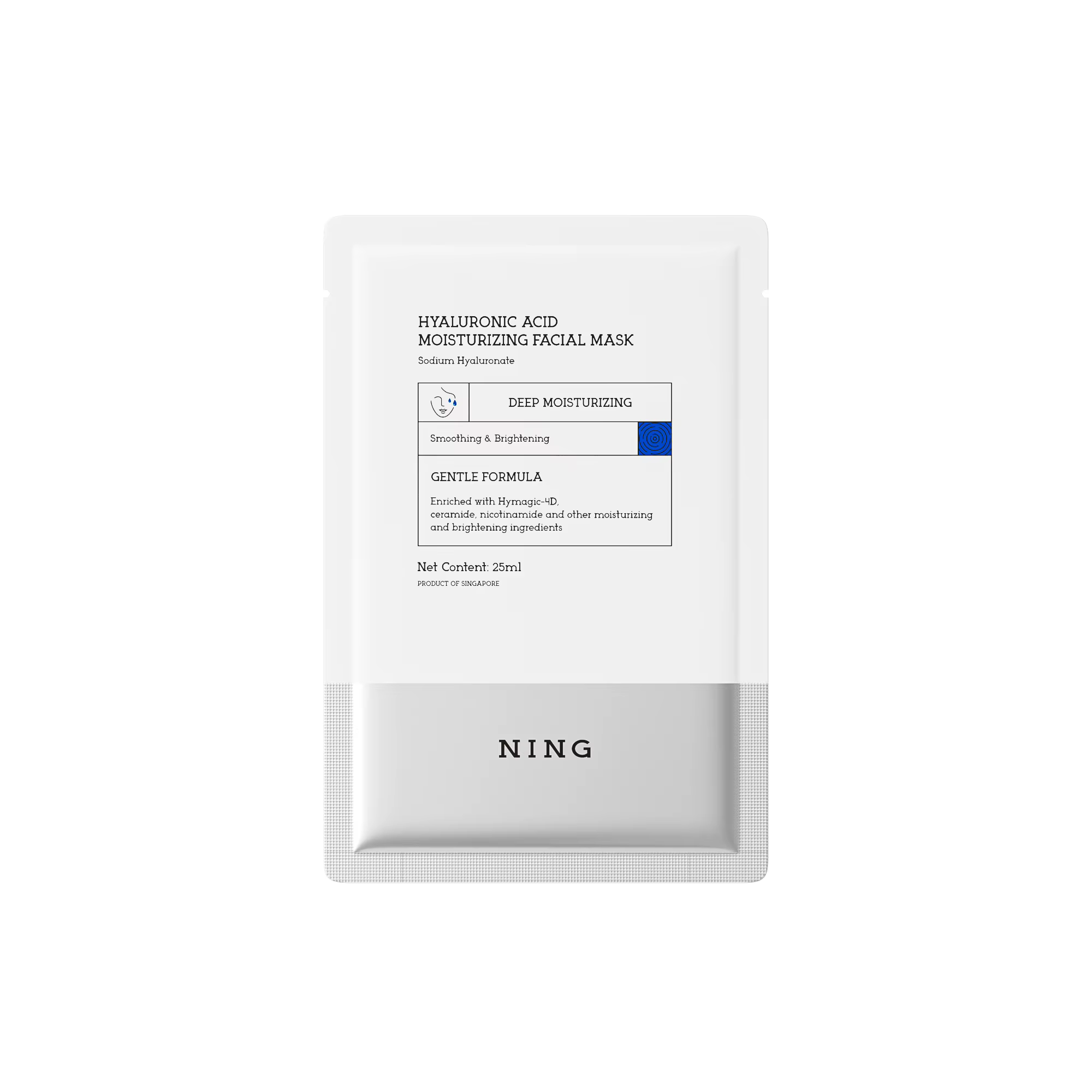 NING DERMOLOGIE Masque hydratant éclaircissant à l'acide hyaluronique 4D avec niacinamide et céramid