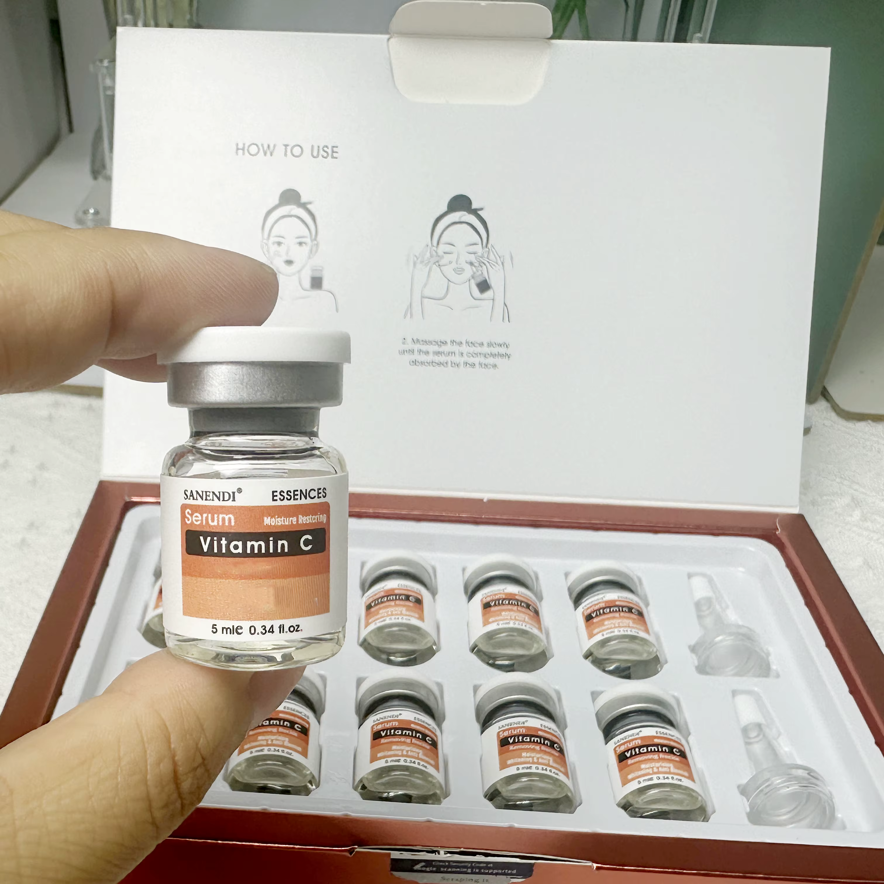 Sérum AQUA à l'acide hyaluronique, six peptides, vitamine C, essence sanendi, soin du visage, lissag