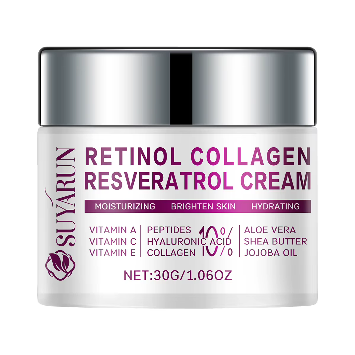 SUYARUN Crème visage anti-âge au rétinol Resveratrol - Hydratant de nuit pour les rides, le soin raf