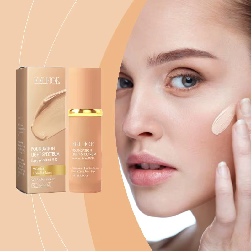 Fond de teint liquide 4 en 1 changeant de couleur avec SPF 50 - Hydratant, couvrance moyenne à compl