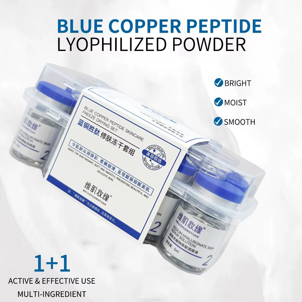 Ensemble de lyophilisation au Peptide de cuivre bleu, poudre lyophilisée, améliore les rides, Essenc