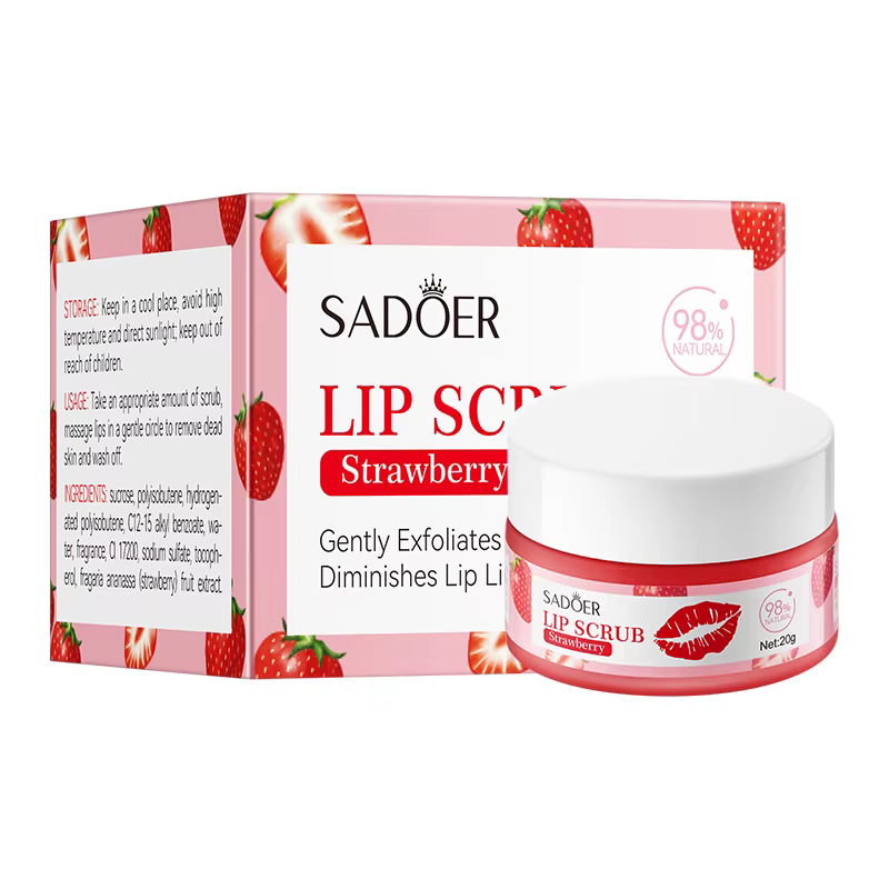 Crème exfoliante pour les lèvres à la fraise SADOER, baume hydratant pour les lèvres automne et hive