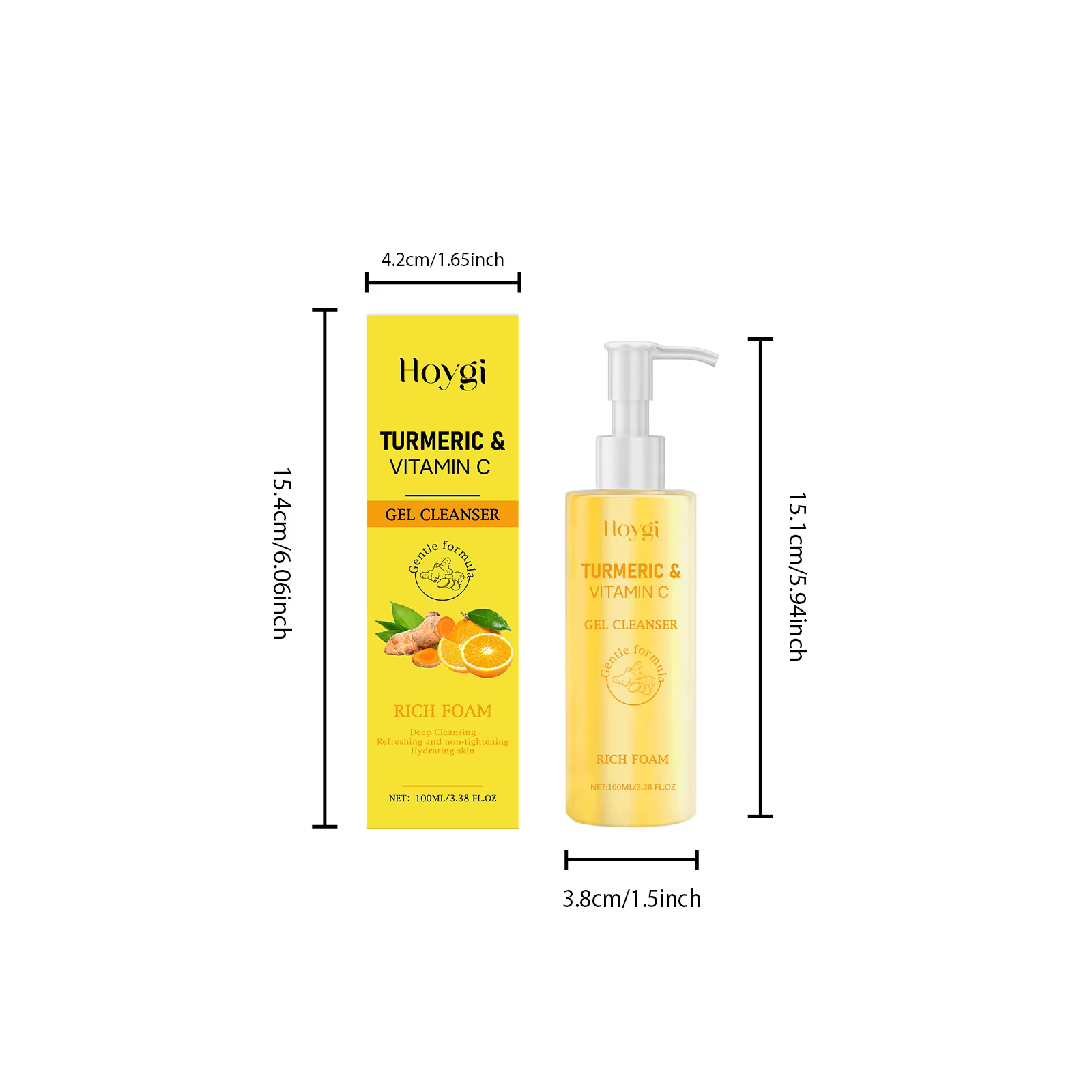 Nettoyant pour le visage au curcuma et à la vitamine C, hydratant rafraîchissant pour une peau douce