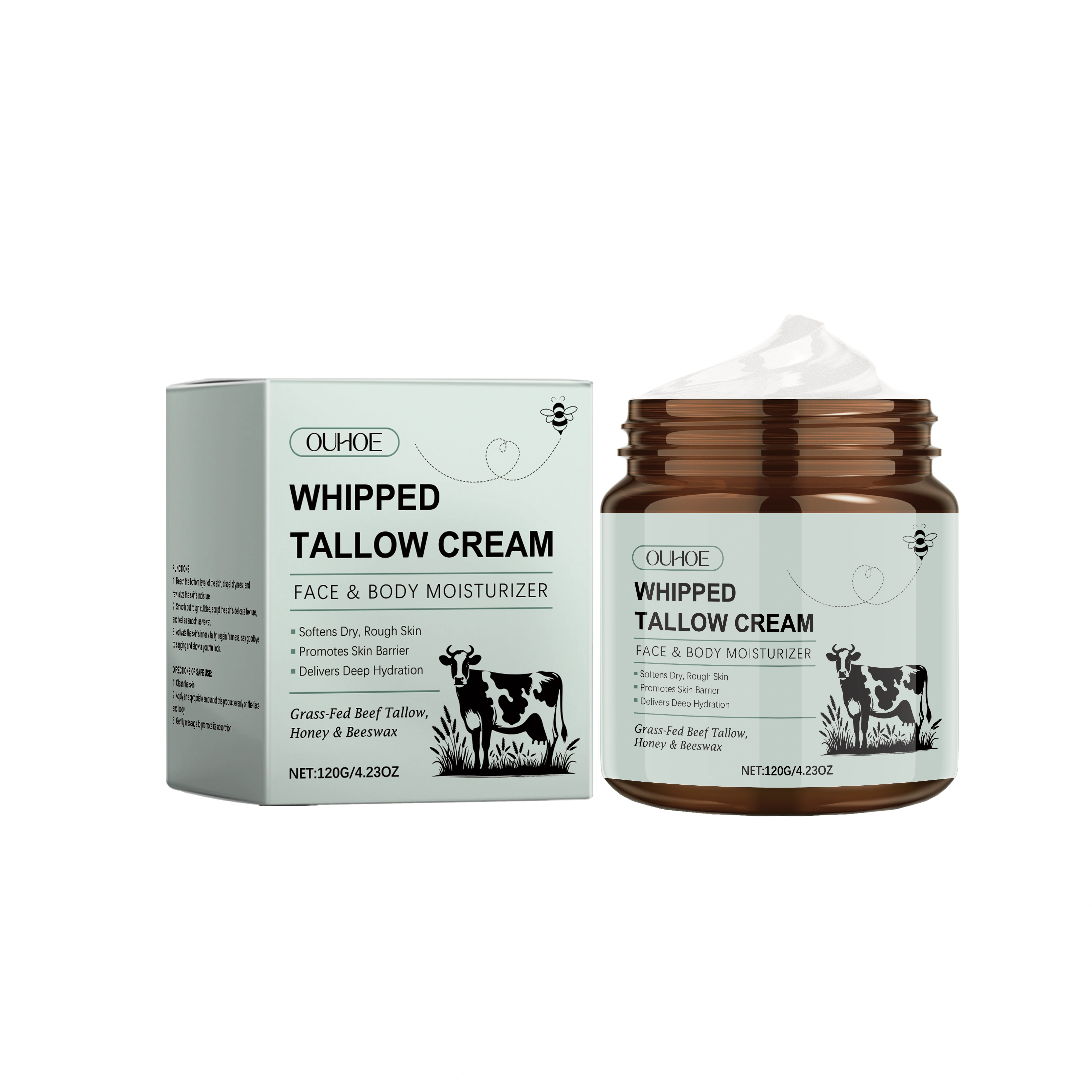 Crème Tallow fouettée, nourrissante en profondeur, estompe les ridules, Anti-vieillissement, éclairc
