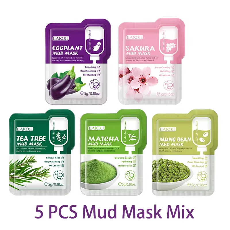 Masque facial en argile purifiante dans une pochette, pour l'acné, la peau grasse et la combinaison,