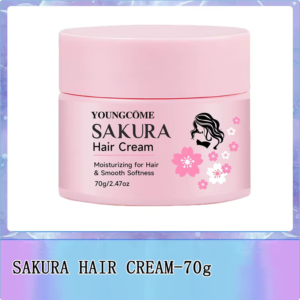Crème capillaire SAKURA à la kératine et à l'huile d'argan – Réparation intensive pour cheveux secs/