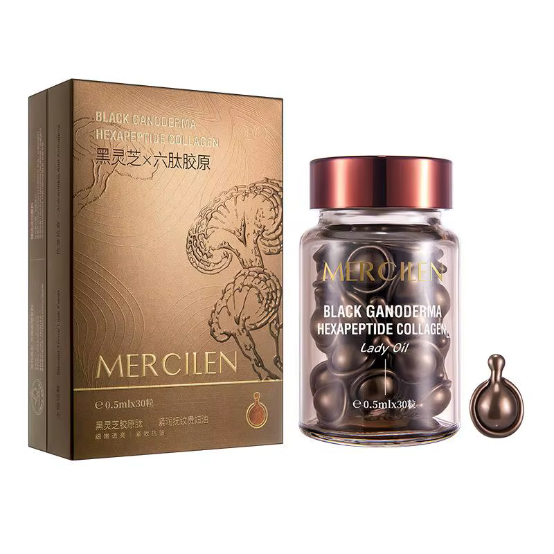 Ampoules de collagène au Ganoderma noir, crème hydratante pour les yeux, essence nourrissante et hyd