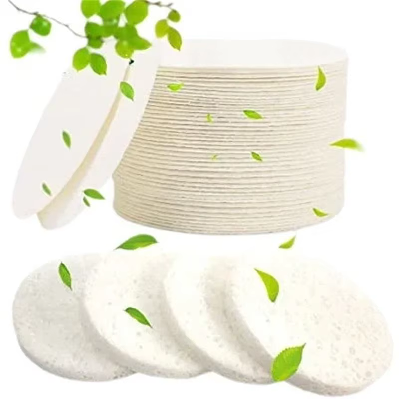Éponge ronde blanche pour le lavage du visage, nettoyage en profondeur et extinction, 50 pièces