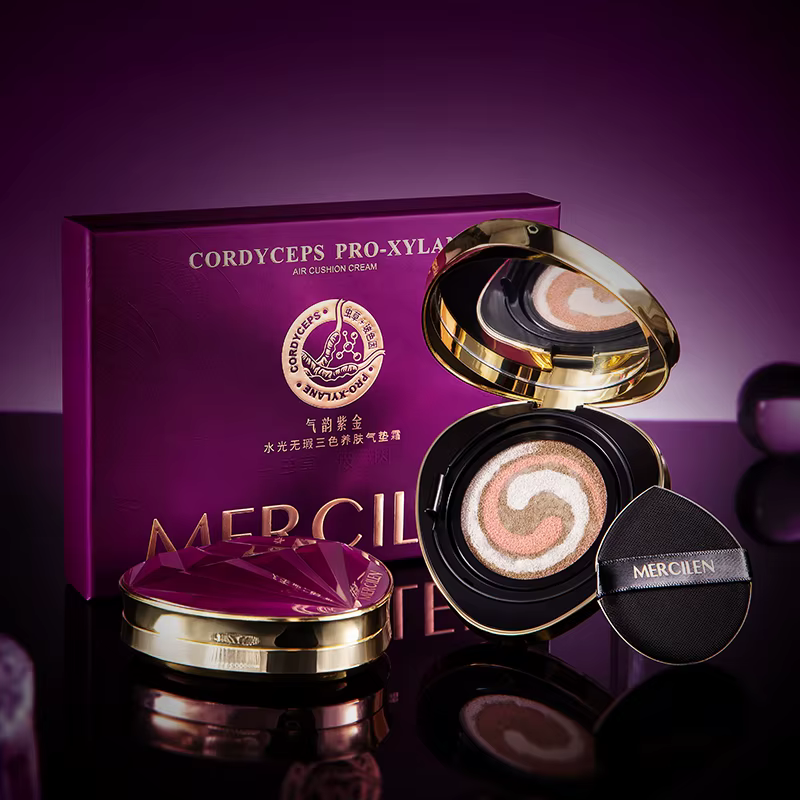 Mercilen Water-Gloss Flawless Three-Color Skin-Nourishing Cushion Bb Cream 15g*2, Fond de teint liqu