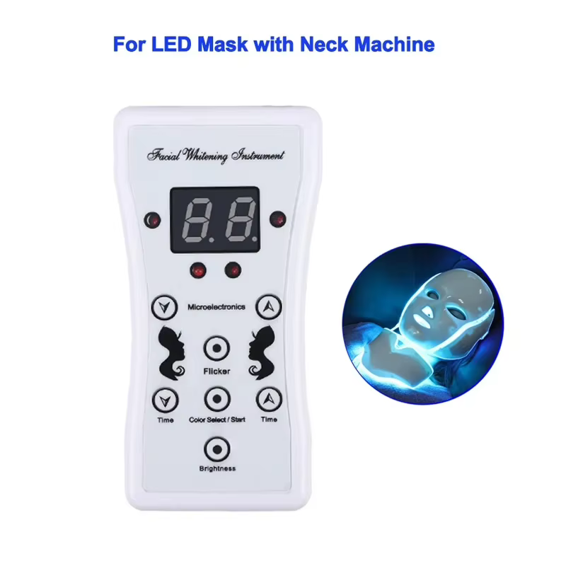 Masque LED pour le visage et le cou, télécommande de remplacement, réglage du temps et de la luminos