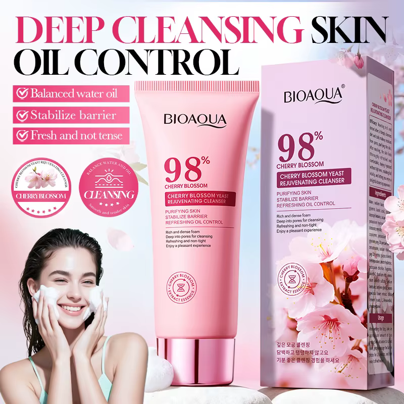 Nettoyant visage BIOAQUA Sakura hydratant, blanchissant, anti-âge, mousse nettoyante pour le visage,