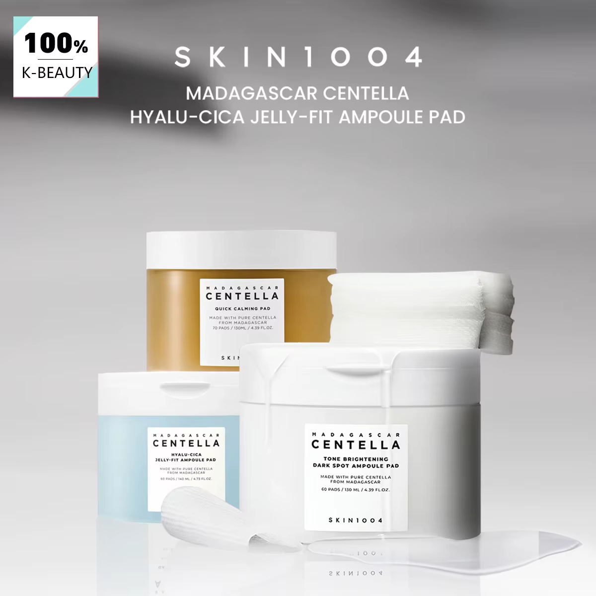 SKIN1004 MADAGASCAR CENTELLA PAD, Essence infusée ​   Texture de coussin, pour un éclat radieux, mai