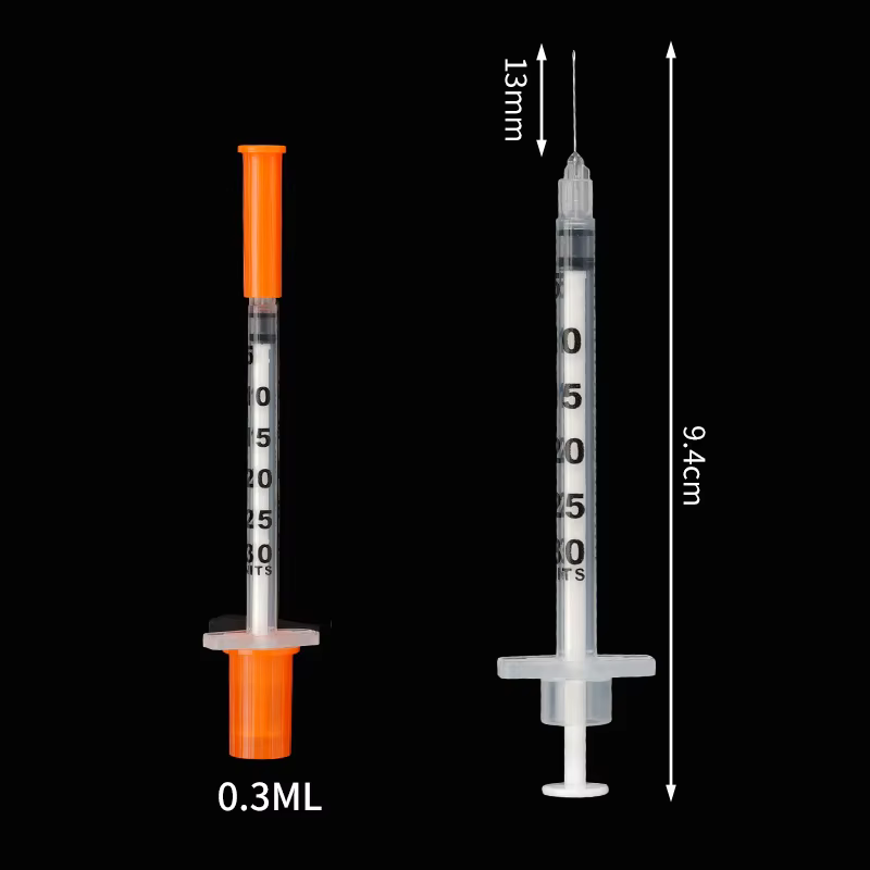 Seringue vétérinaire jetable, 20/50/100 pièces, seringue à poussée manuelle, aiguille 0.3/0.5/1ml, s