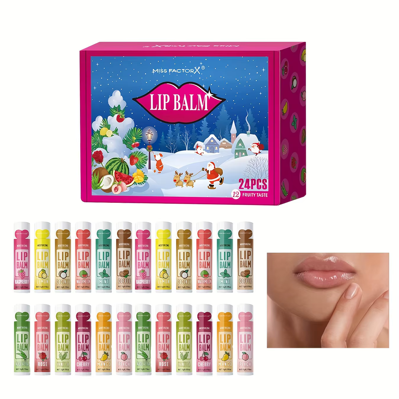 24 pièces par boîte de 12 types de baumes à lèvres parfumés aux fleurs et aux fruits, un cadeau hydr