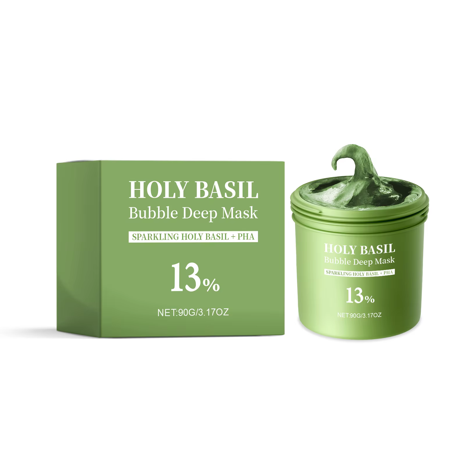 Masque Facial Purifiant au Basilic Sacré, Contrôle du Sébum, Anti-Acné, Éliminateur de Points Noirs 