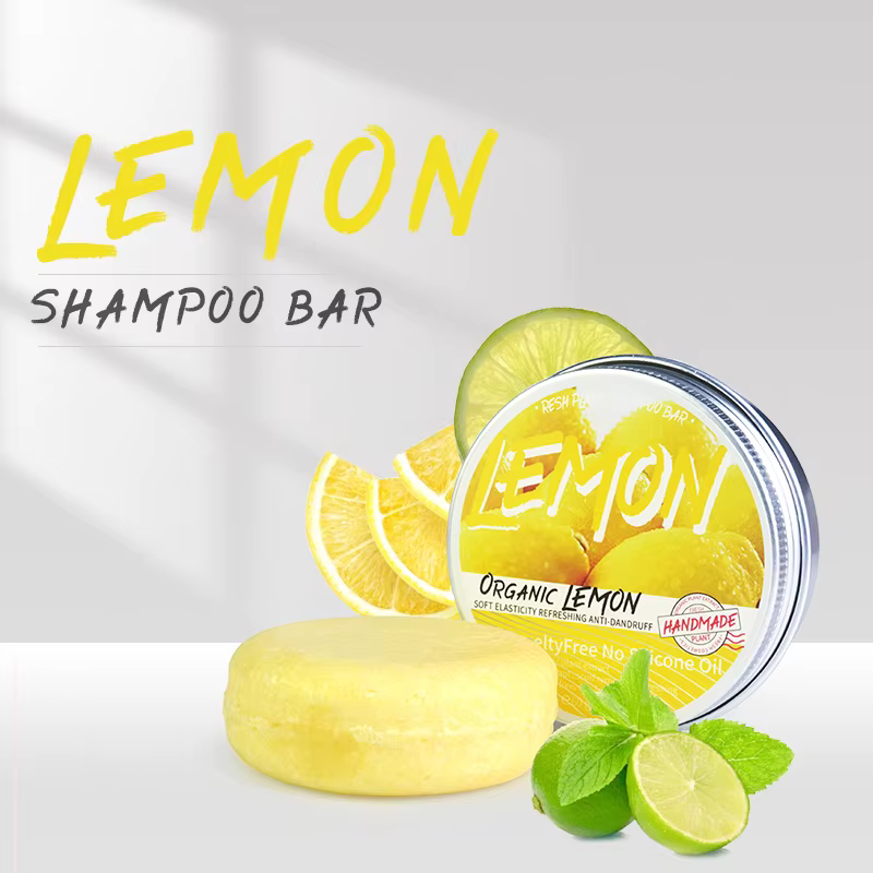 Le shampooing végétal au citron est incliné, contrôle de l'huile, réduction des pellicules et fort p