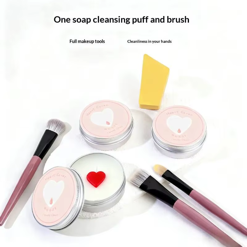 Nettoyant pour pinceaux de maquillage en forme de cœur - Savon nettoyant en profondeur 100g pour pin