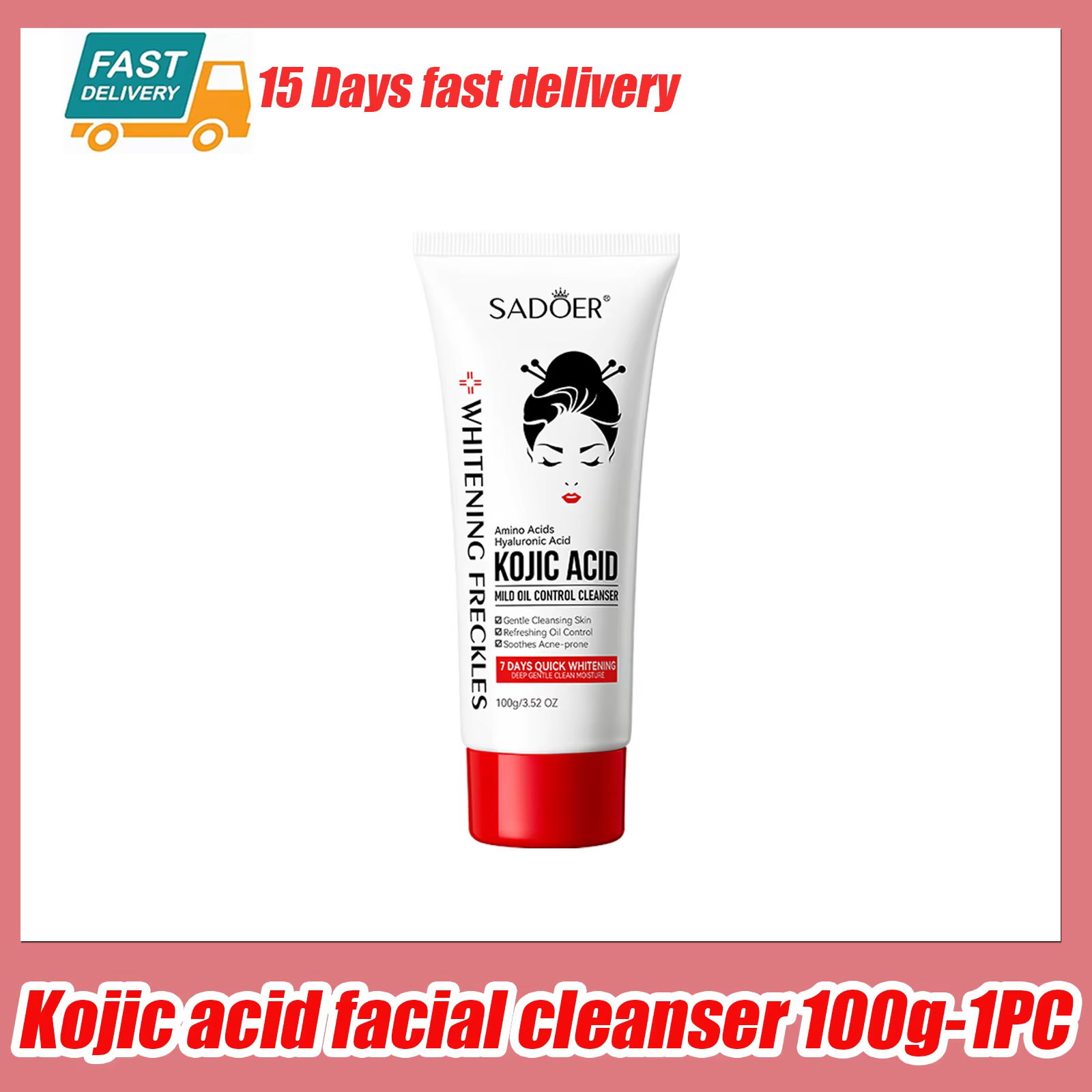 Nettoyant Visage à l'Acide Kojique, Mousse Nettoyante Hydratante et Éclaircissante pour le Visage, P