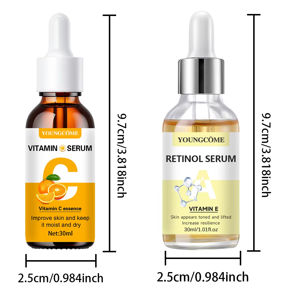 Sérum fortifié à la vitamine C et au rétinol, 2 pièces, riche en VC, garde la peau hydratée et lisse