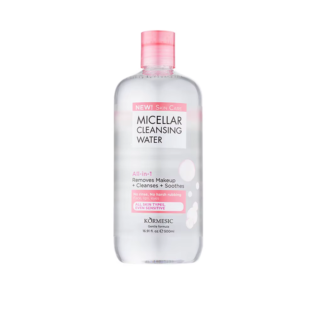 Eau Micellaire KORMESIC 500ml – Éclaircissante Vitamine C / Hydratante Acide Hyaluronique, Nettoie e