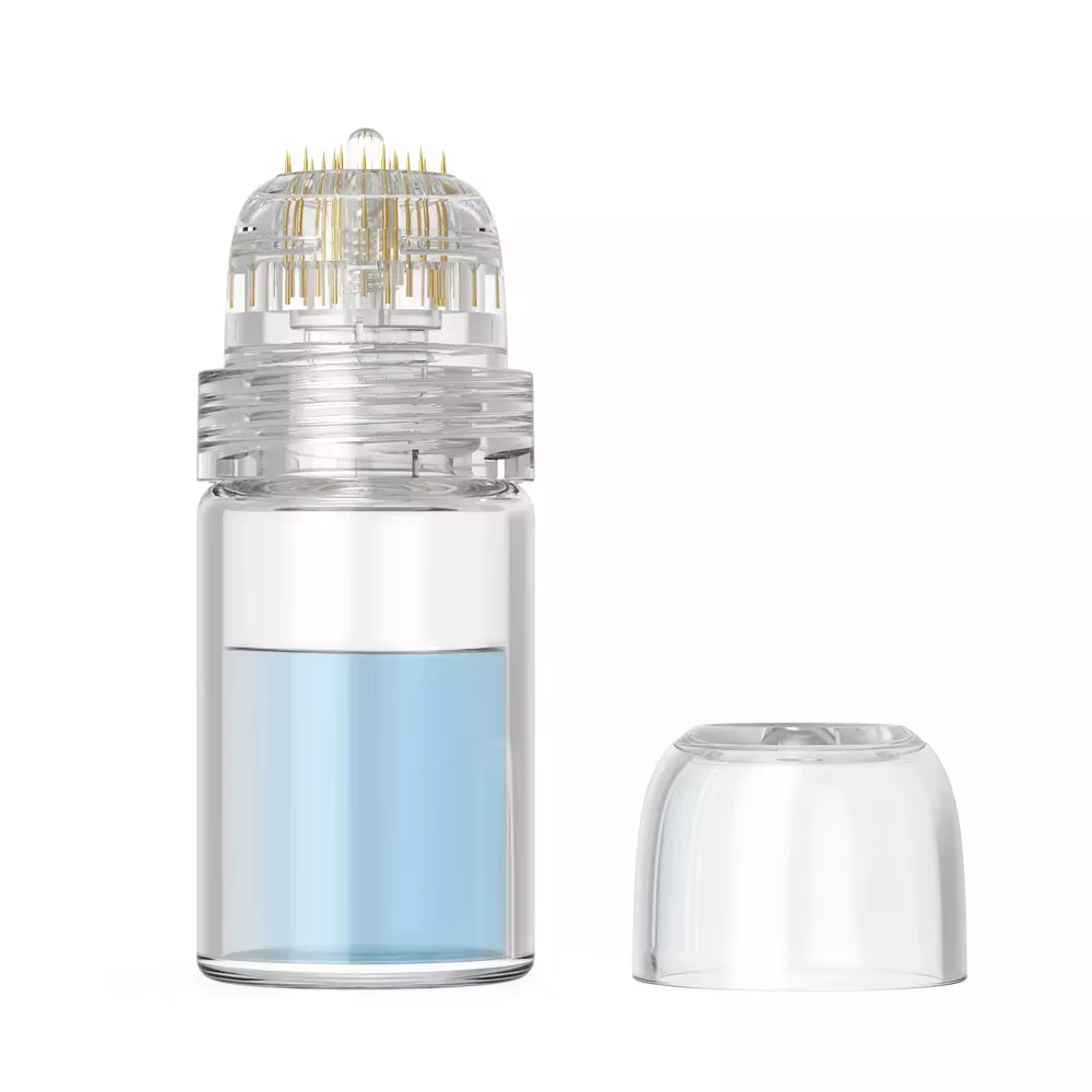 Aiguille dorée à 20 broches, tampon en titane Microneedling, applicateur de sérum, thérapie de soins