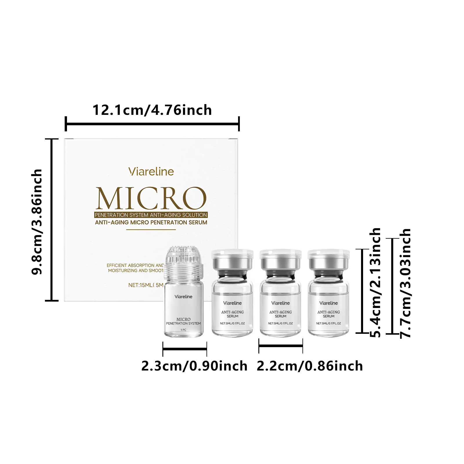 Kit de Soin Visage Professionnel à Domicile : Sérum Microneedle au Collagène Hexapeptide et Rouleau