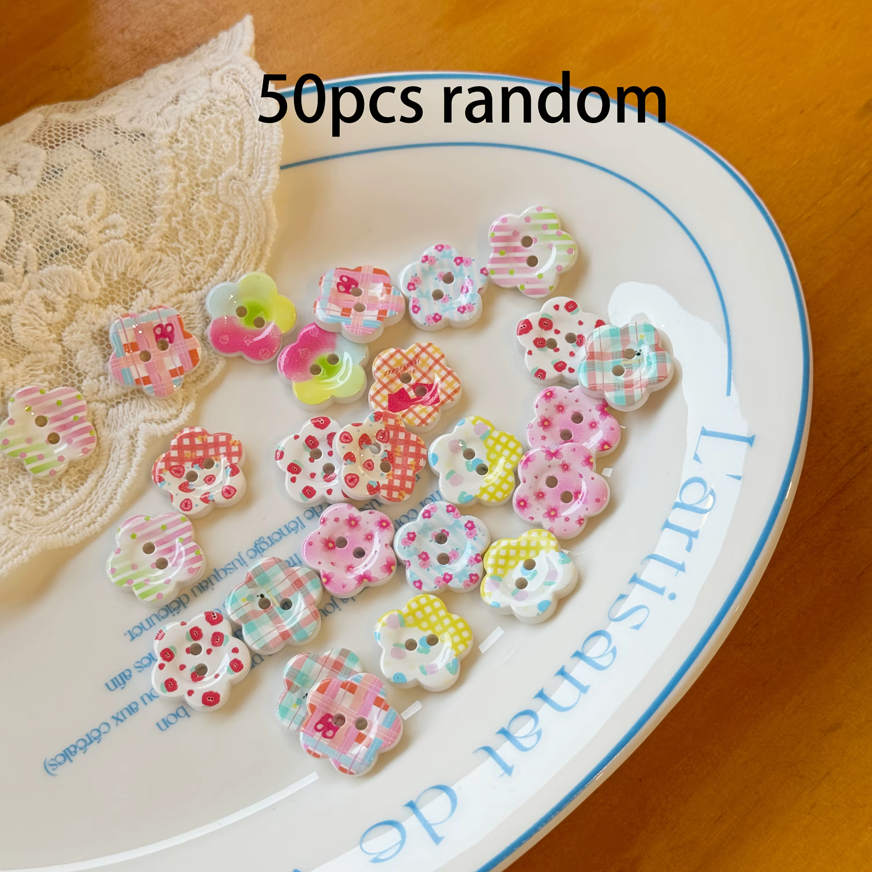 Boutons colorés et mignons de style crème à motif de fleurs de prunier, boutons créatifs pour bricol