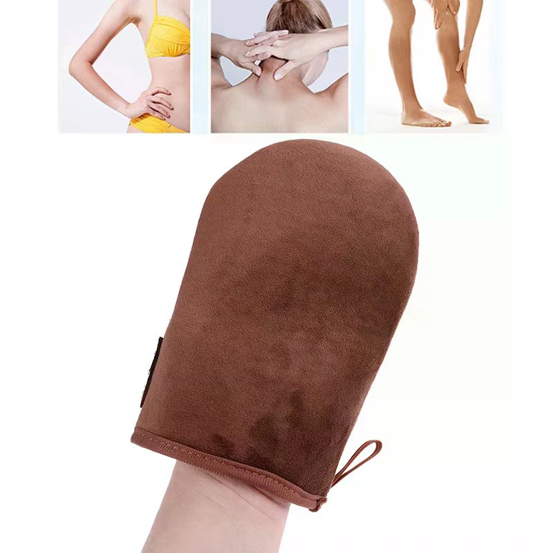 Gants applicateurs réutilisables marron crème pour bronzage, lotion, mousse, nettoyage corporel, pou
