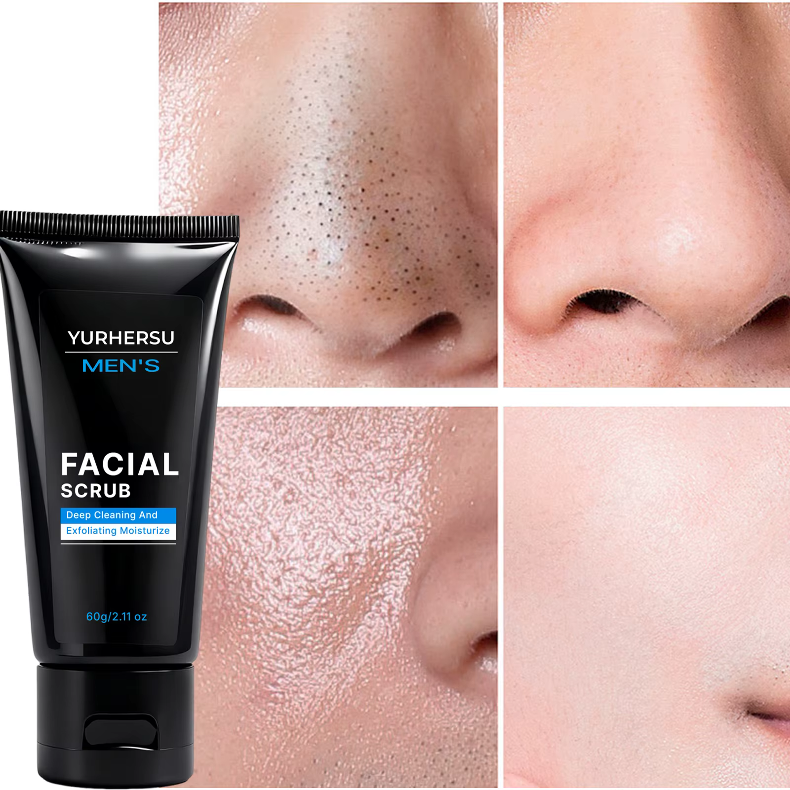 Gommage exfoliant pour le visage pour hommes, contrôle de l'huile, nettoyage en profondeur des pores