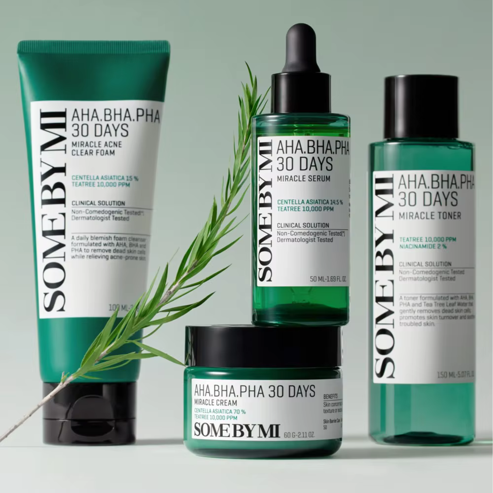 SOME BY MI AHA BHA PHA Tea Tree Essence Toner, Sérum Visage, Crème Solaire, Crème Apaisante pour la