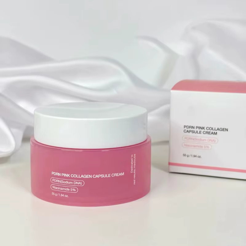 Crème coréenne en capsules de collagène rose PDRN avec crème Niacinamide pour un teint inégal, hydra