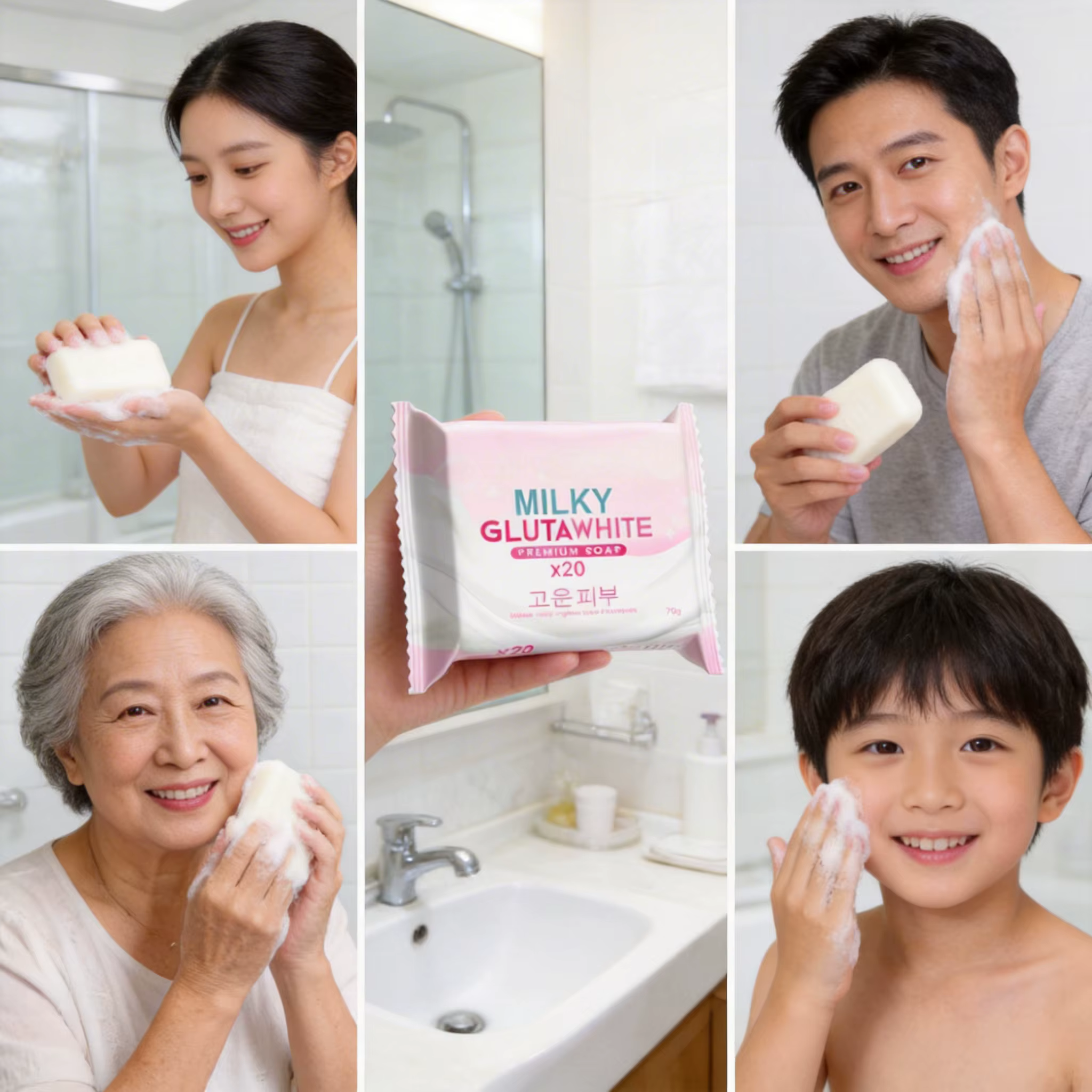 Savon coréen MILKY GLUTAWHITE Premium 70g, nettoyage en profondeur, nourrissant, mousse riche, soin 