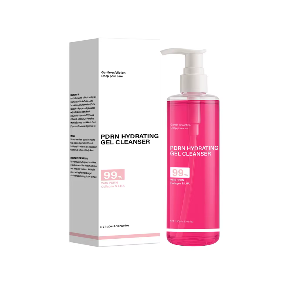 Gel nettoyant hydratant PDRN, gel nettoyant moussant rose saumon avec PDRN et collagène, nettoyage e