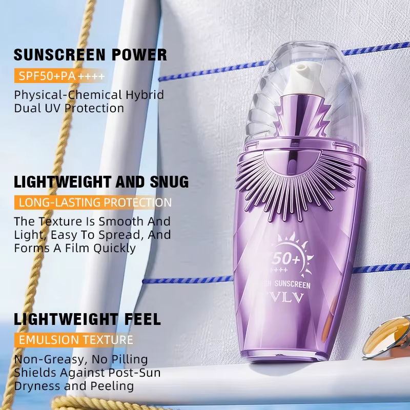 Crème solaire isolante TVLV SPF 50+, haute protection, rafraîchissante et non grasse, adaptée au vis