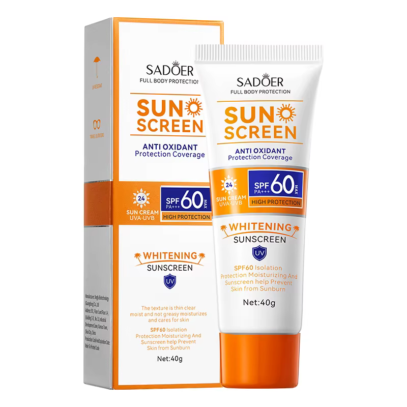 Crème solaire SPF60 40g, imperméable, résistante à la transpiration, protection UVB UVA, légère, eff
