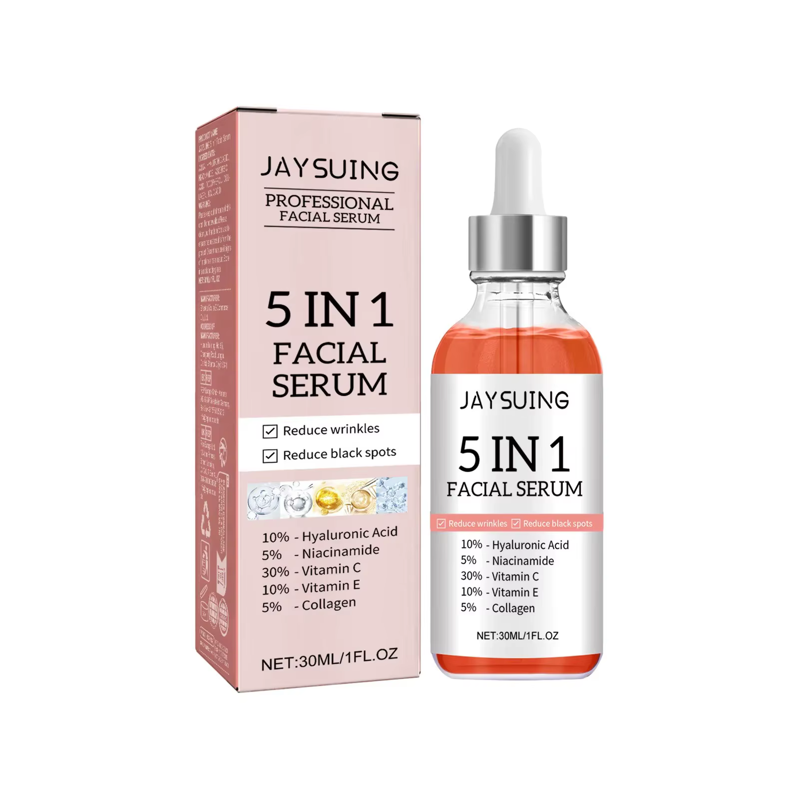 1/2/3/5 boîte 5 en 1 sérum pour le visage acide hyaluronique Essence hydratant rajeunissement vitami