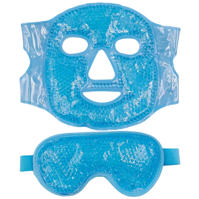 Lot de 2 masques oculaires en gel réfrigérant, masque visage à billes de gel, compresse réduisant le