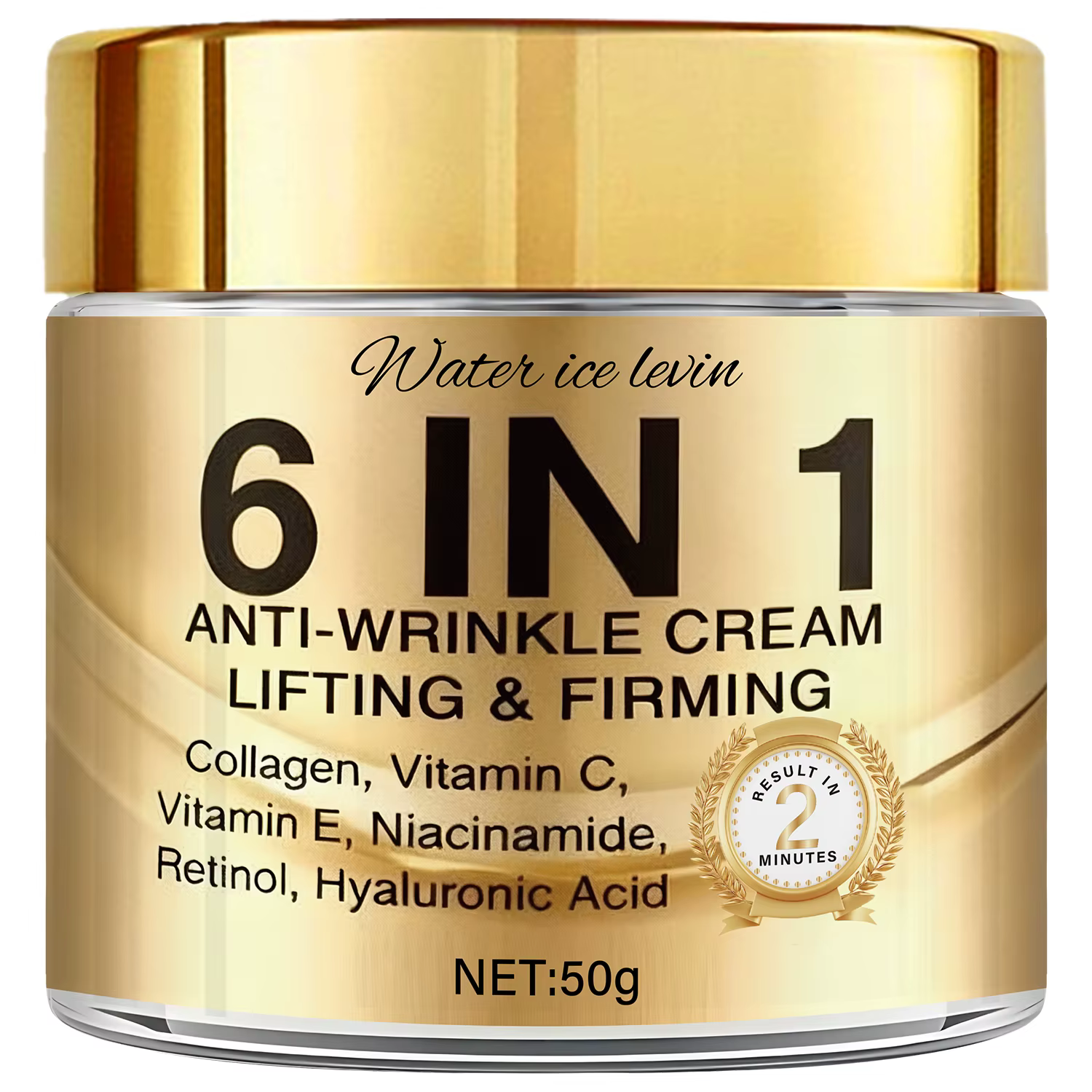 Crème anti-rides 6-en-1. Liftant, raffermissant, lissant et hydratant. Collagène, vitamine C, E, nia