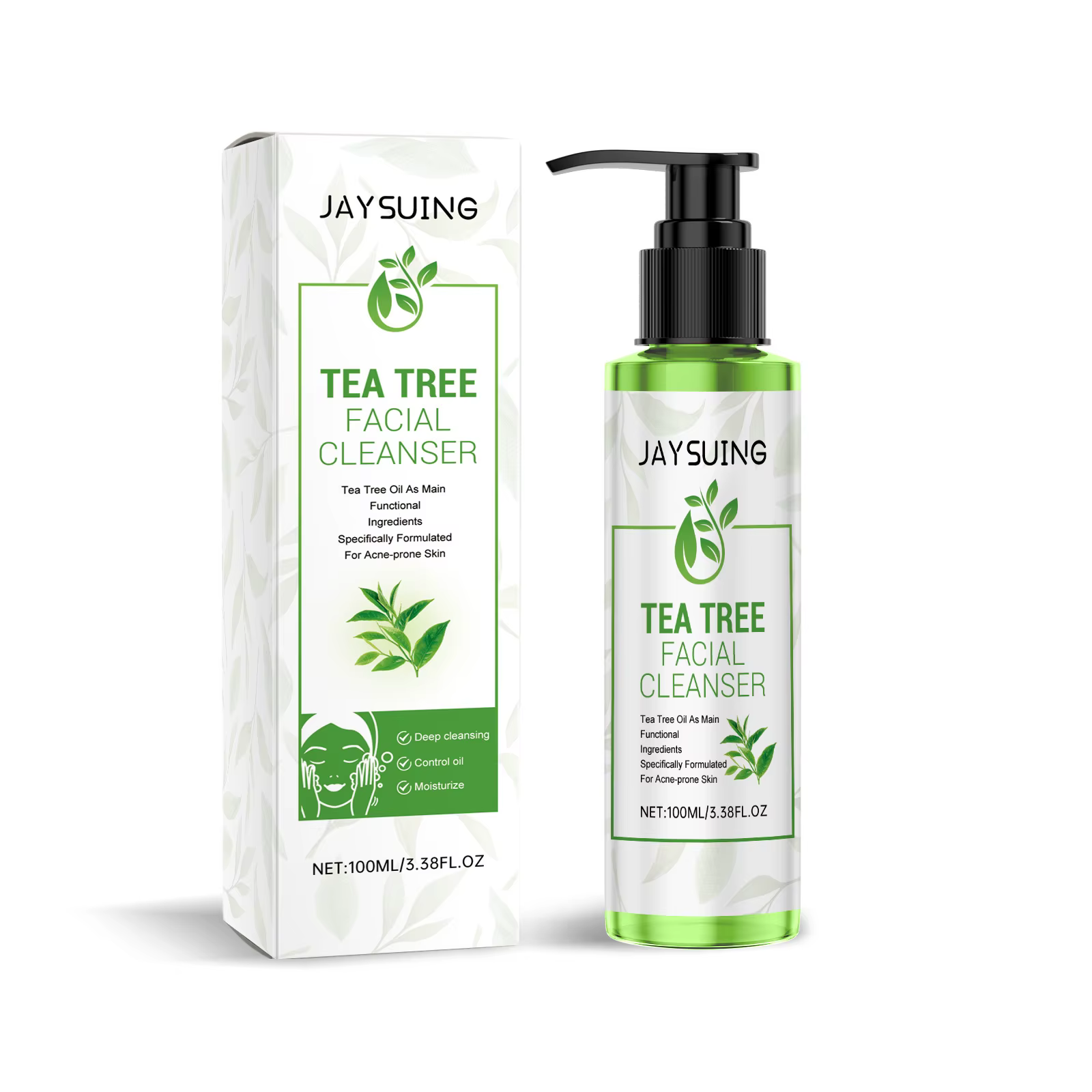 Nettoyant pour le visage en forme d'arbre à thé, traitement de l'acné, élimination des points noirs,
