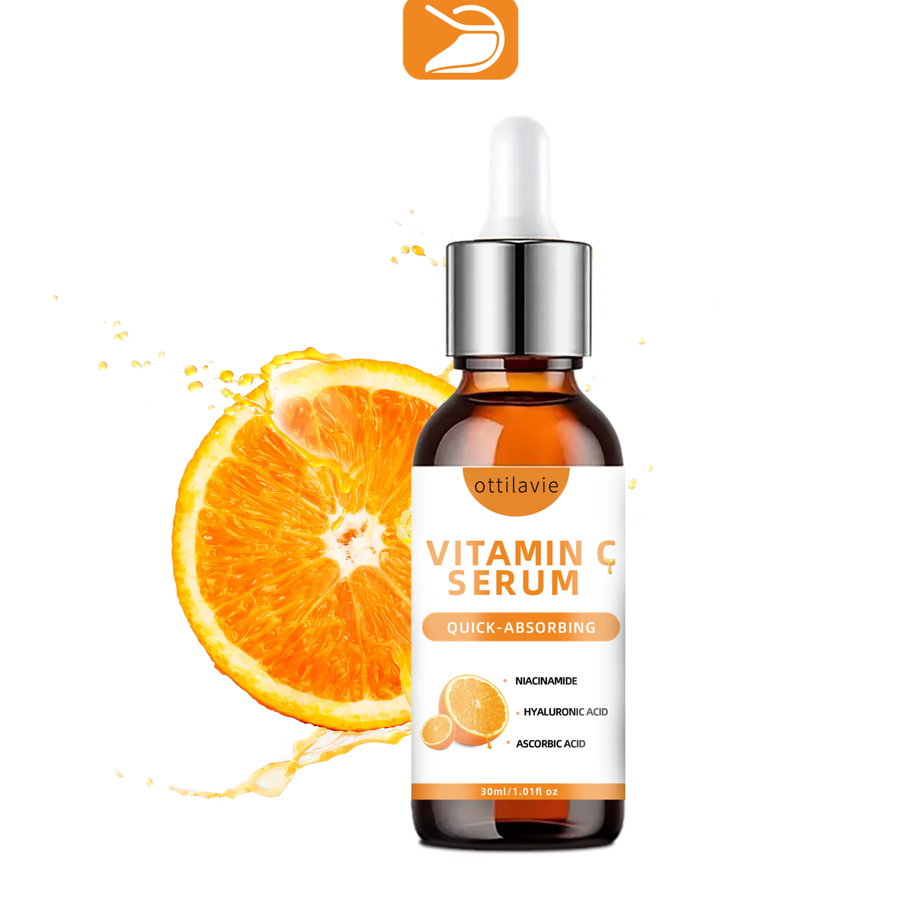 Sérum à la vitamine C à l'acide hyaluronique – Absorption rapide, Hydratation en profondeur, Non gra