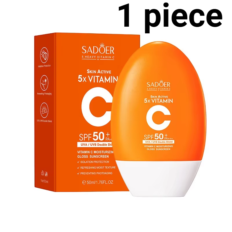 Crème solaire hydratante à la vitamine C SPF50+ PA+++ 50ml, protection UVA/UVB à large spectre, crèm
