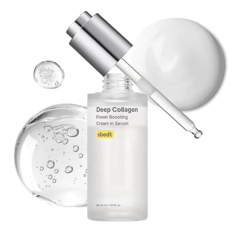 Kit de Soins de la Peau Coréen de Luxe : Sérum Boostant au Collagène et Peptides de Soie, Crème Caps