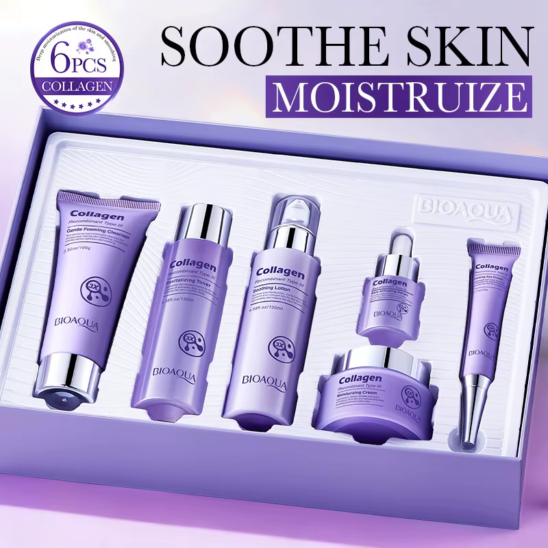 Soins de la peau Anti-rides, ensemble de Six pièces au collagène, Anti-âge et raffermissant, y compr