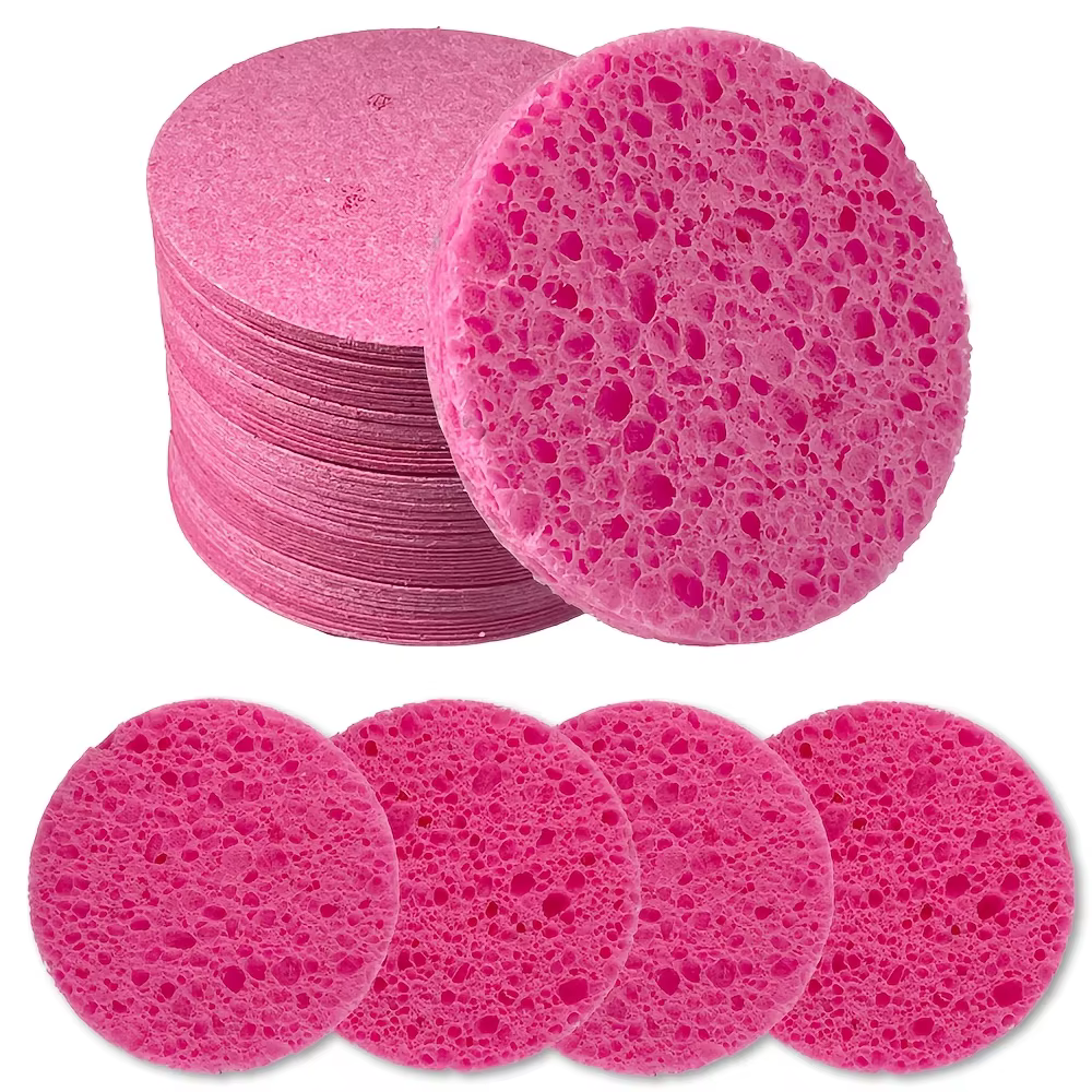 30 éponges faciales rondes compressées pour un nettoyage, un démaquillage et une exfoliation à usage