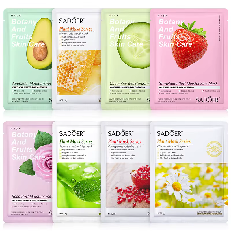 8 pièces SADOER Fruits masque Facial beauté masques de soin du visage hydratant raffermissant hydrat