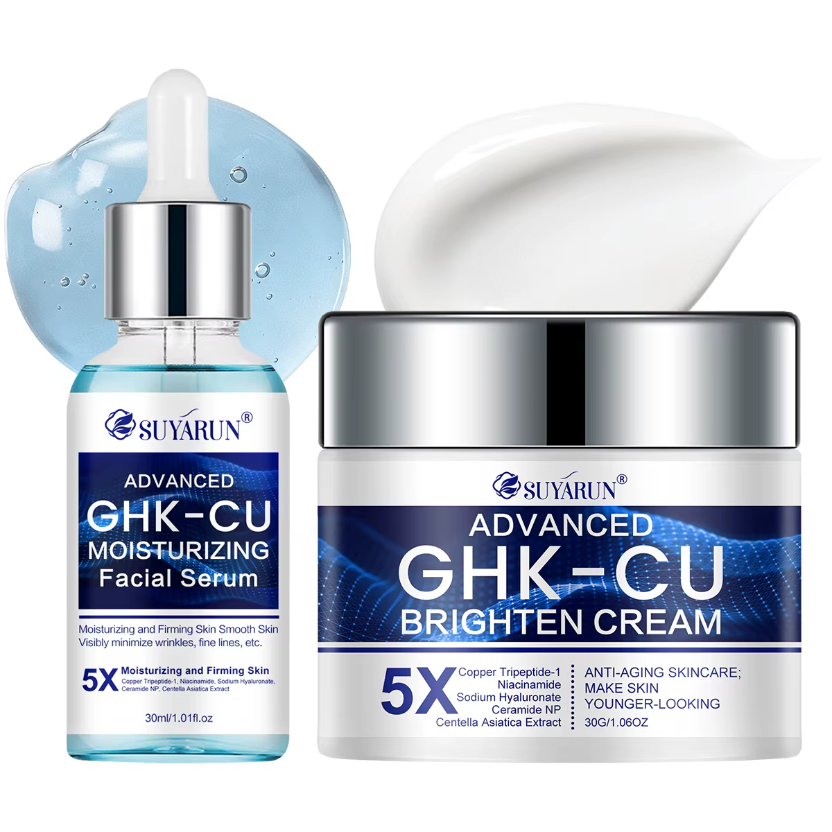 Crème et sérum SUYARUN GHK-CU - Hydratant facial anti-âge, raffermissant et hydratant pour tous les