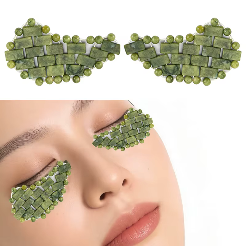 1 ensemble de masque pour les yeux en jade-un outil de massage de relaxation des yeux à sensation fr