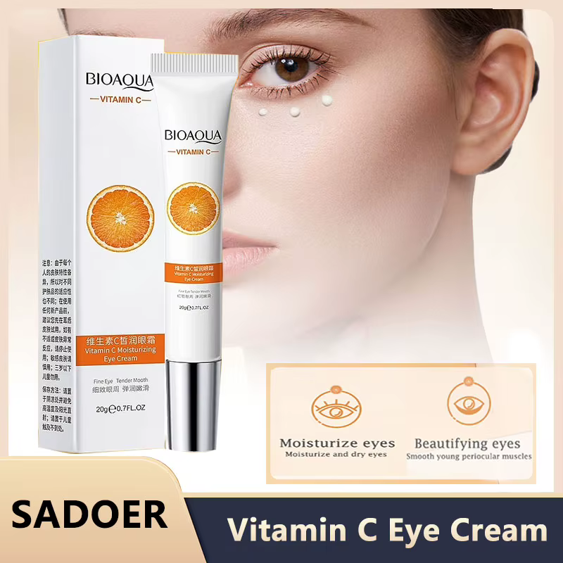 BIOAOUA – crème pour les yeux à la vitamine C, dissolvant de cernes, hydrate, éclaircissante, Contou
